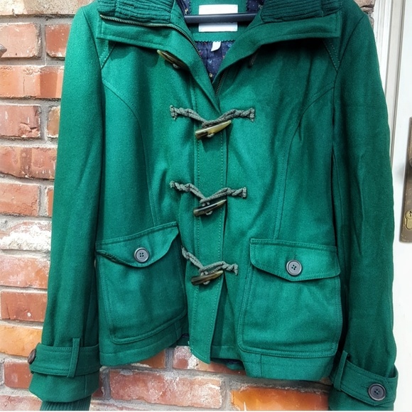 dELiA*s Jackets & Blazers - Delia's Hooded Green Wool Pea Coat with Toggles